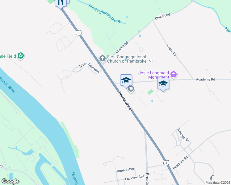 map of restaurants, bars, coffee shops, grocery stores, and more near 270 Pembroke Street in Suncook