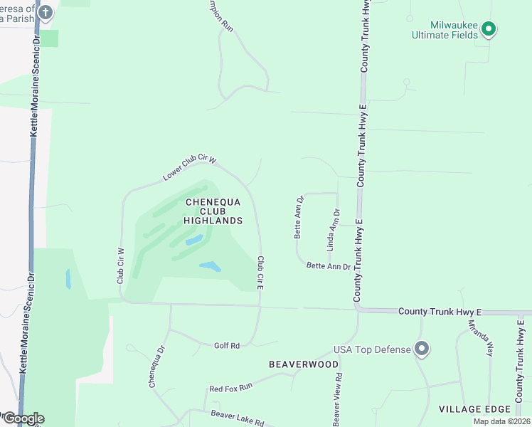 map of restaurants, bars, coffee shops, grocery stores, and more near W308N7018 Club Circle East in Hartland