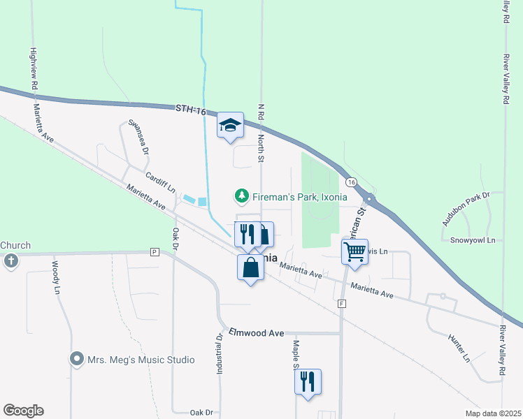 map of restaurants, bars, coffee shops, grocery stores, and more near Oconomowoc Parkway in Oconomowoc