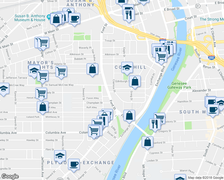 map of restaurants, bars, coffee shops, grocery stores, and more near 4 Price Lane in Rochester