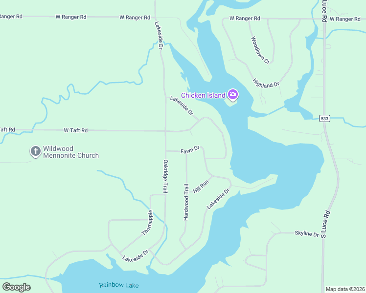 map of restaurants, bars, coffee shops, grocery stores, and more near 4648 Fawn Drive in Perrinton