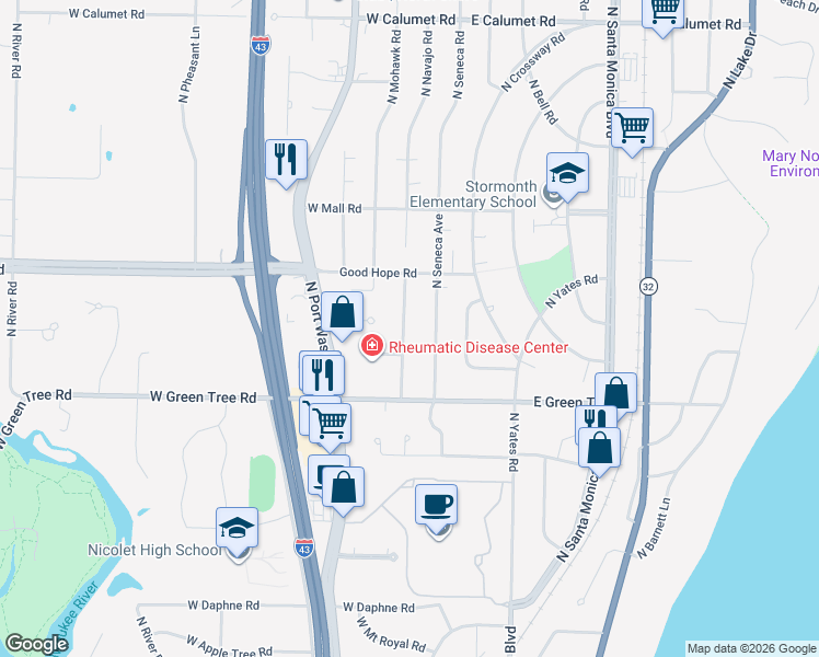 map of restaurants, bars, coffee shops, grocery stores, and more near 7121 North Navajo Avenue in Glendale