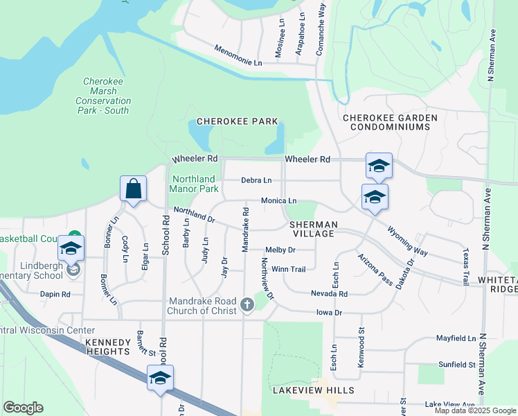 map of restaurants, bars, coffee shops, grocery stores, and more near 4713 Mandrake Road in Madison