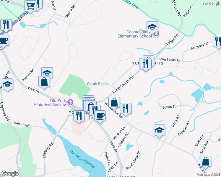 map of restaurants, bars, coffee shops, grocery stores, and more near 8c Avon Avenue in York