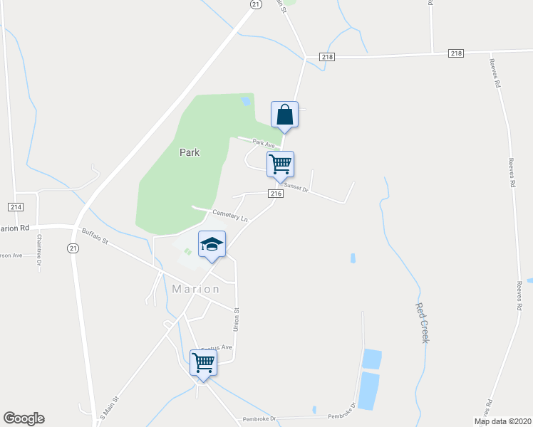 map of restaurants, bars, coffee shops, grocery stores, and more near 3932 North Main Street in Marion