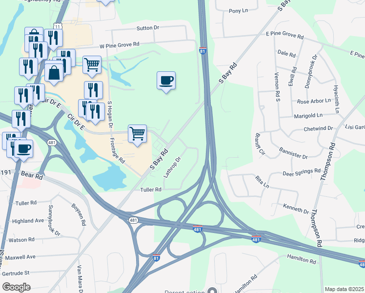 map of restaurants, bars, coffee shops, grocery stores, and more near 5904 Warren Drive in Cicero