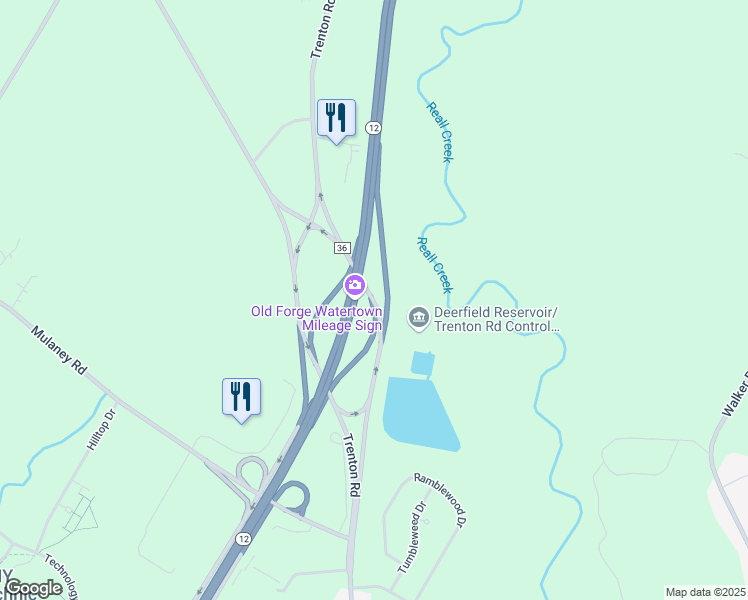 map of restaurants, bars, coffee shops, grocery stores, and more near Trenton Road in Utica