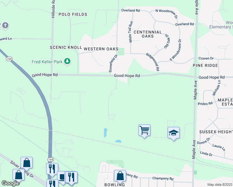 map of restaurants, bars, coffee shops, grocery stores, and more near N71W24545 Good Hope Road in Sussex