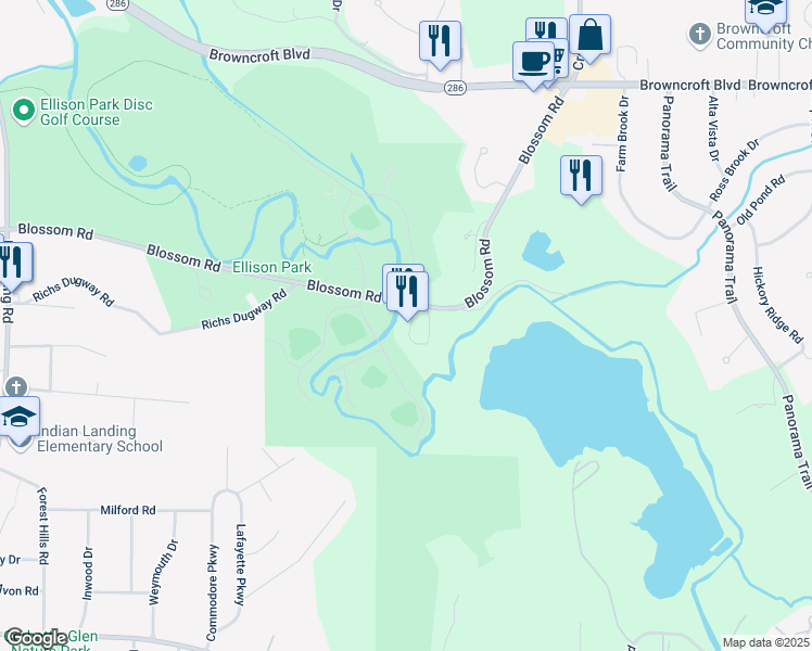 map of restaurants, bars, coffee shops, grocery stores, and more near 1880 Blossom Rd in Rochester