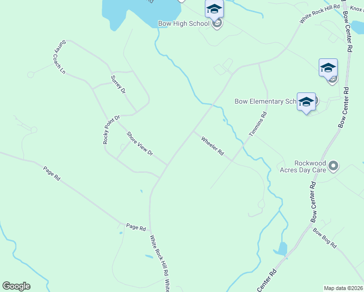 map of restaurants, bars, coffee shops, grocery stores, and more near White Rock Hill Road in Bow
