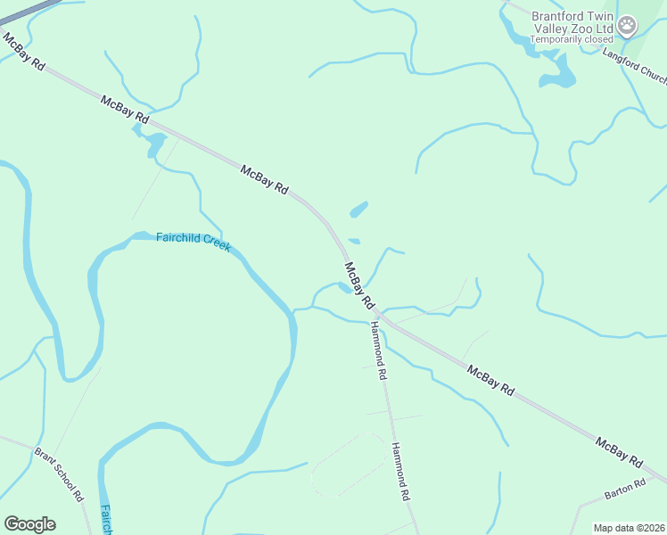 map of restaurants, bars, coffee shops, grocery stores, and more near 85 McBay Road in Brantford