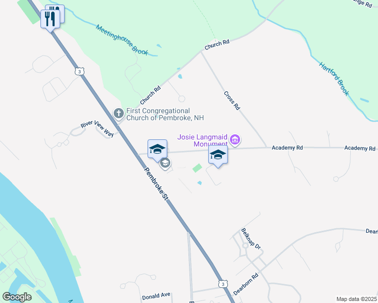 map of restaurants, bars, coffee shops, grocery stores, and more near 243 Academy Road in Suncook