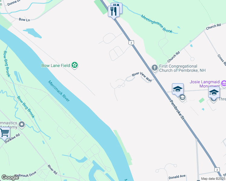 map of restaurants, bars, coffee shops, grocery stores, and more near 3 South Browning Court in Pembroke