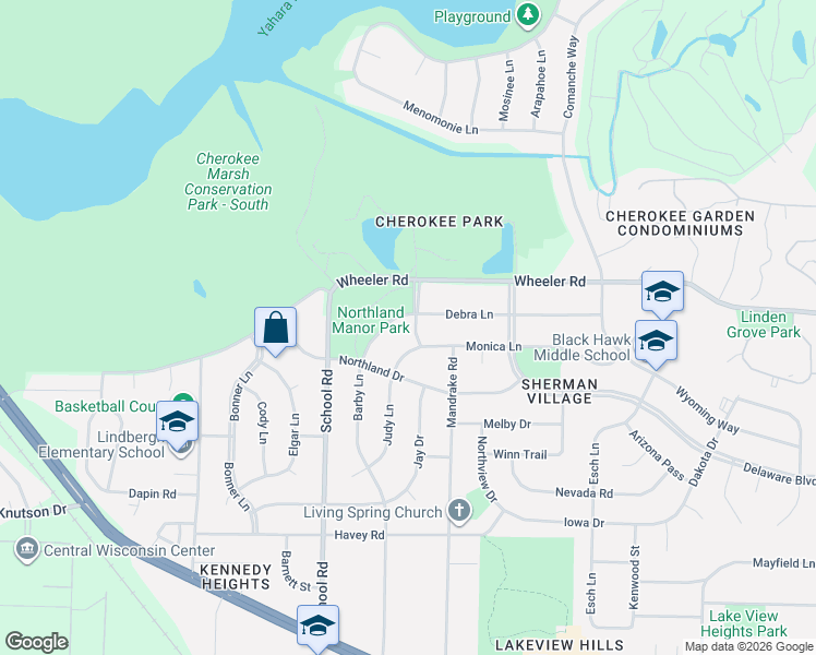 map of restaurants, bars, coffee shops, grocery stores, and more near 1002 Debra Lane in Madison
