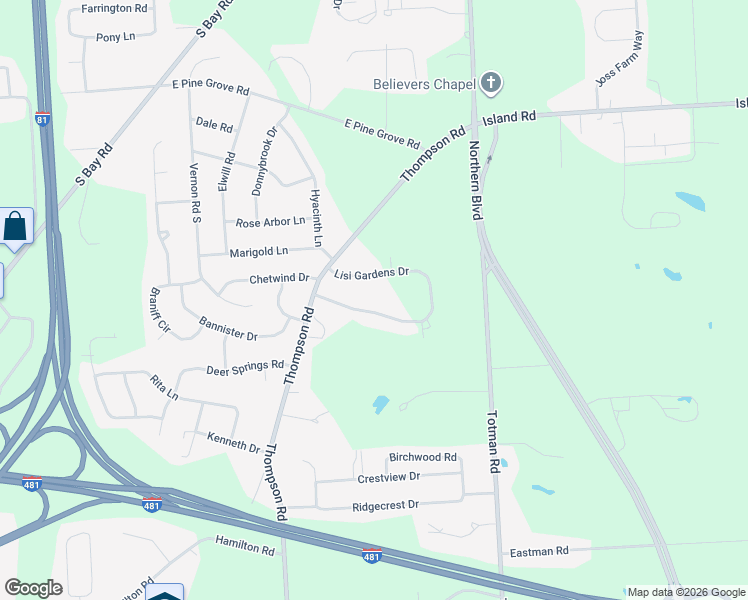 map of restaurants, bars, coffee shops, grocery stores, and more near 6060 Lisi Gardens Drive in Syracuse