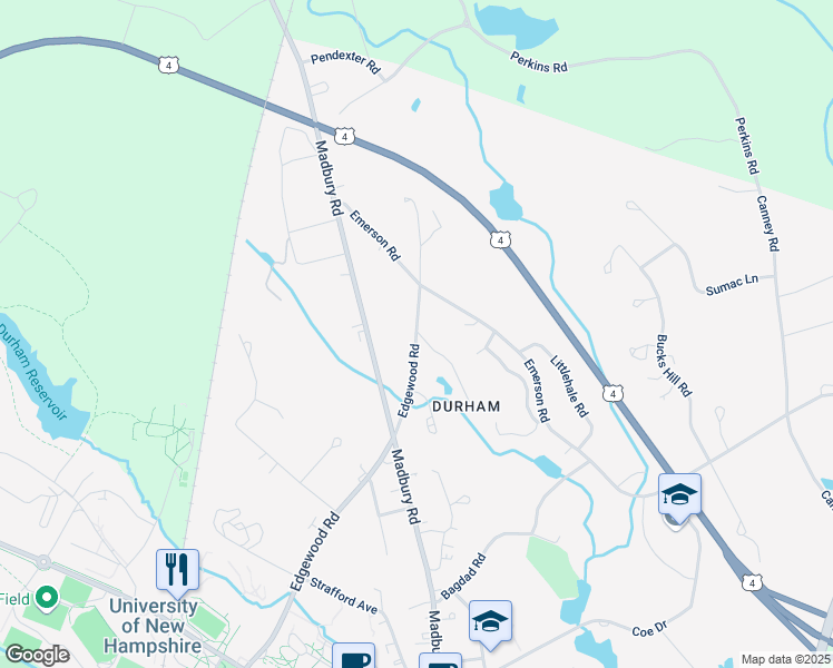 map of restaurants, bars, coffee shops, grocery stores, and more near 57 Edgewood Road in Durham