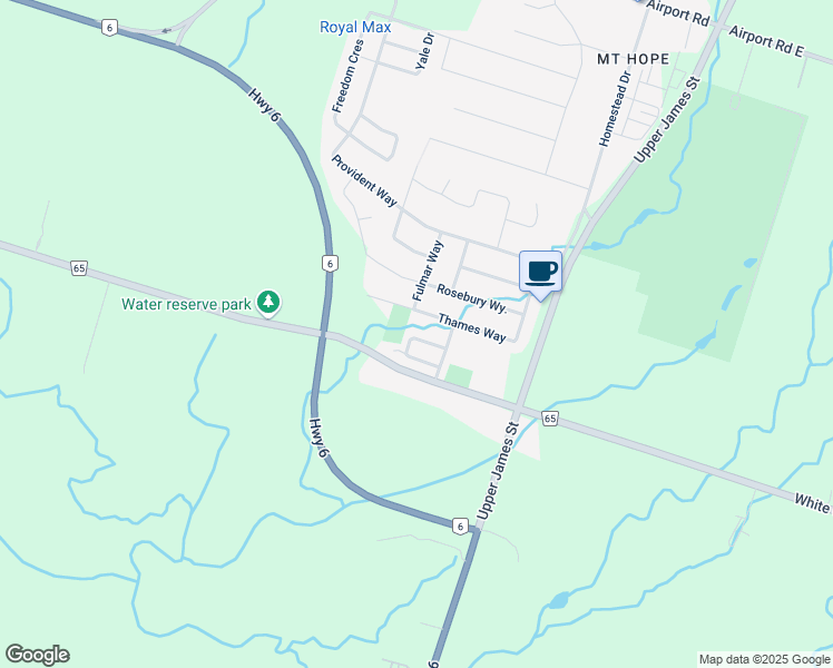 map of restaurants, bars, coffee shops, grocery stores, and more near 159 Thames Way in Hamilton
