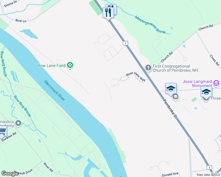 map of restaurants, bars, coffee shops, grocery stores, and more near 3 South Browning Court in Pembroke