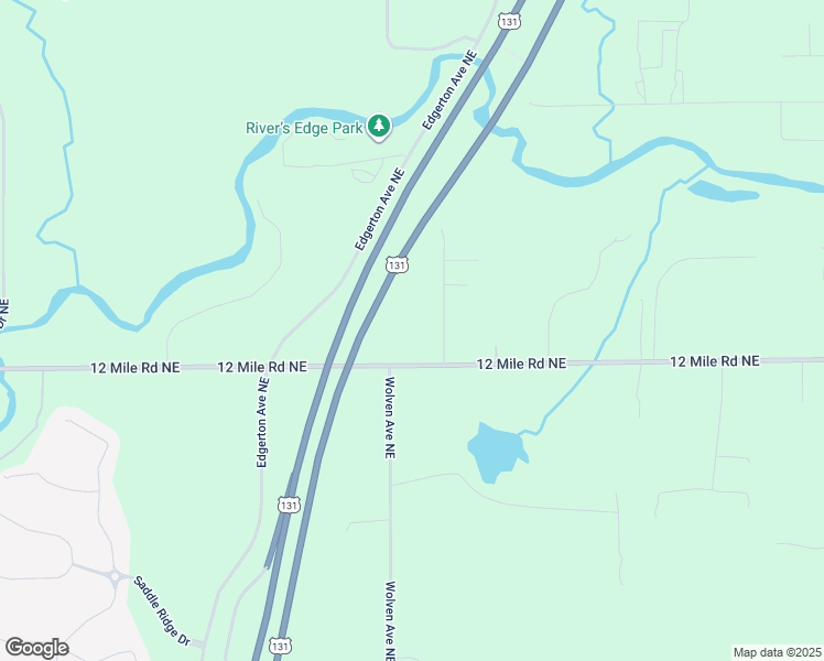 map of restaurants, bars, coffee shops, grocery stores, and more near 3445 12 Mile Road Northeast in Rockford