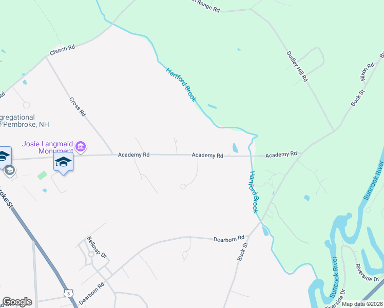 map of restaurants, bars, coffee shops, grocery stores, and more near 334 Academy Road in Suncook