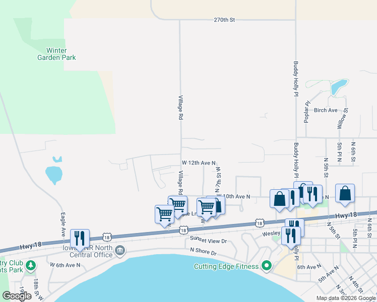 map of restaurants, bars, coffee shops, grocery stores, and more near 812 W 12th Avenue North in Clear Lake