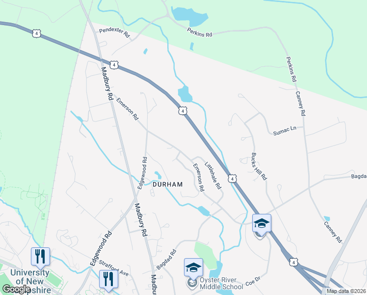map of restaurants, bars, coffee shops, grocery stores, and more near 25 Emerson Road in Durham