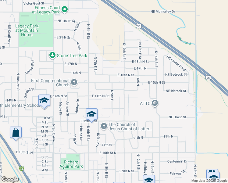 map of restaurants, bars, coffee shops, grocery stores, and more near 955 Terrell Dr in Mountain Home