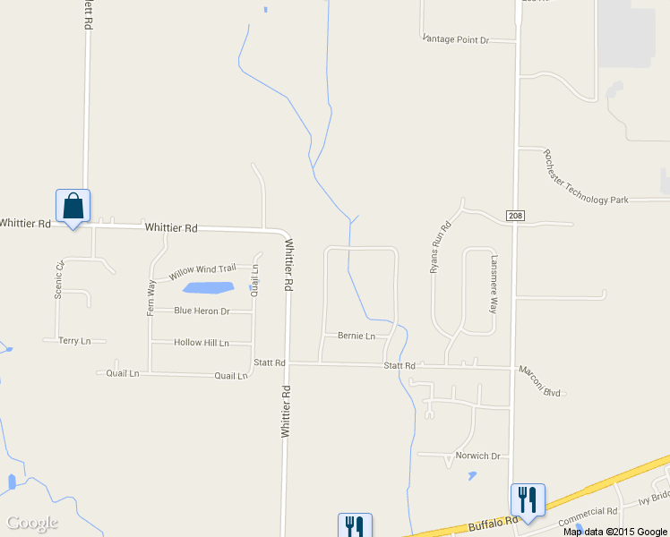 map of restaurants, bars, coffee shops, grocery stores, and more near 75 Forest Meadow Trail in Rochester