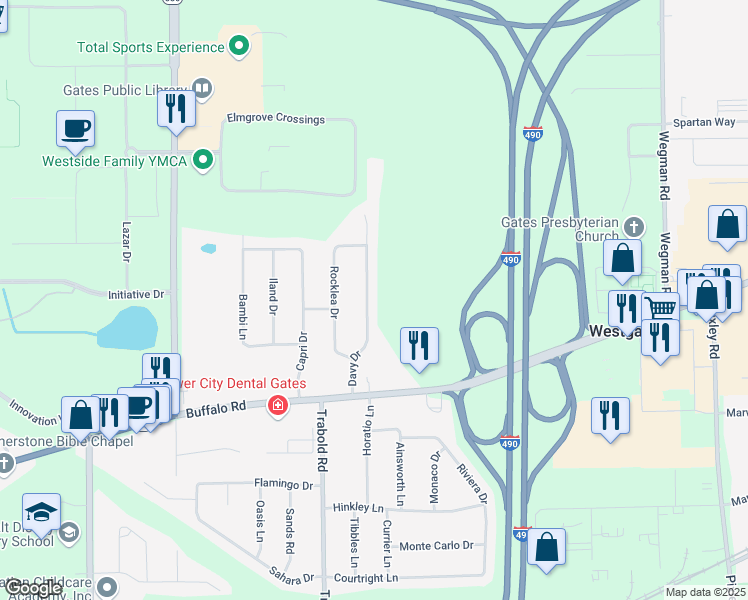 map of restaurants, bars, coffee shops, grocery stores, and more near 26 Davy Drive in Rochester