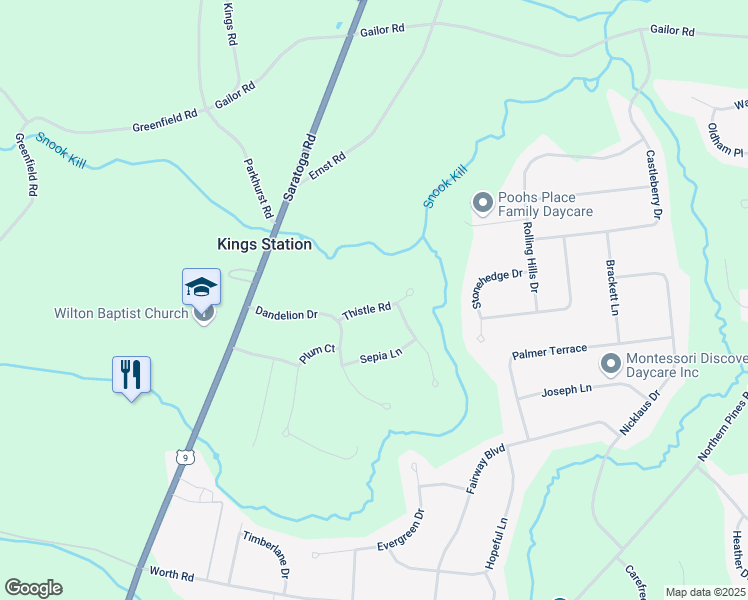 map of restaurants, bars, coffee shops, grocery stores, and more near 12 Thistle Road in Gansevoort