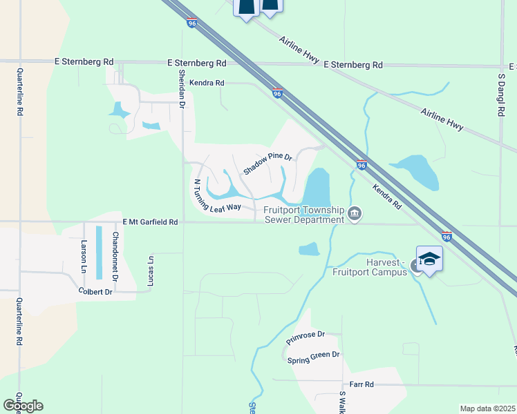 map of restaurants, bars, coffee shops, grocery stores, and more near 2608 East Turning Leaf Way in Fruitport Charter Township