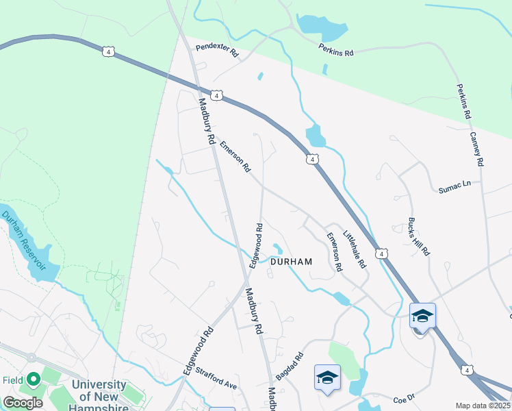 map of restaurants, bars, coffee shops, grocery stores, and more near 57 Edgewood Road in Durham