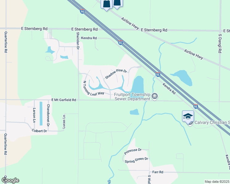 map of restaurants, bars, coffee shops, grocery stores, and more near 2608 East Turning Leaf Way in Fruitport Charter Township