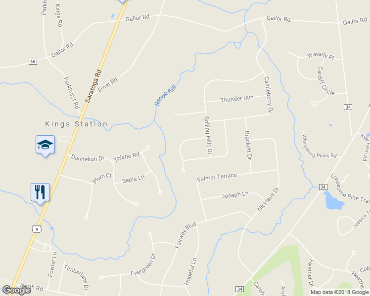 map of restaurants, bars, coffee shops, grocery stores, and more near 10 Stonehedge Drive in Gansevoort
