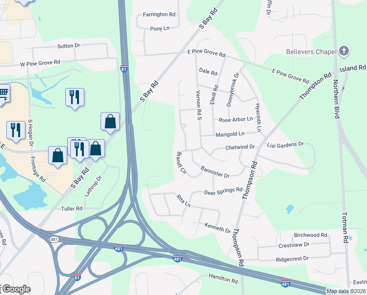 map of restaurants, bars, coffee shops, grocery stores, and more near 7807 Braniff Cir in Cicero