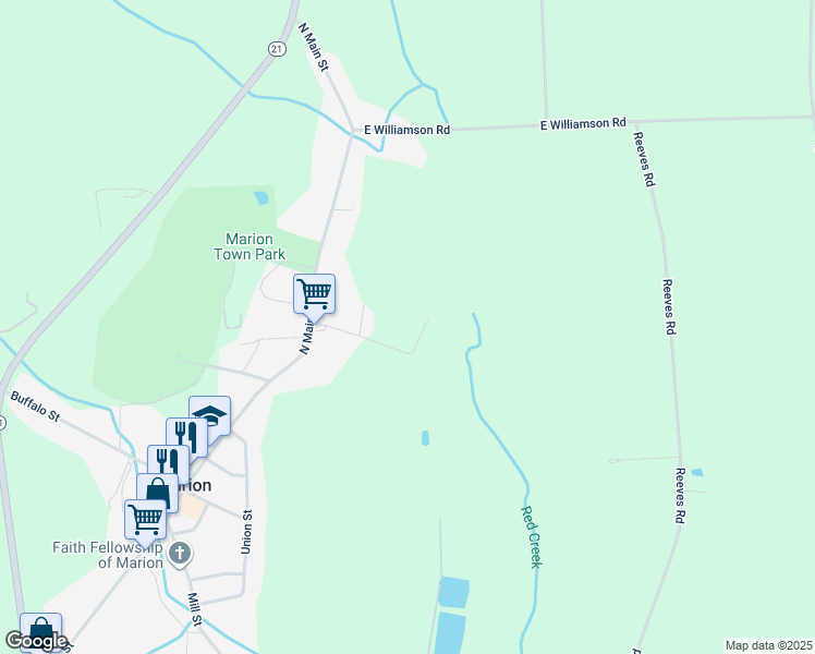 map of restaurants, bars, coffee shops, grocery stores, and more near 4205 Sunset Drive in Marion