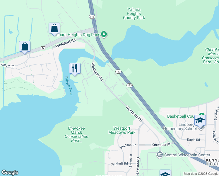 map of restaurants, bars, coffee shops, grocery stores, and more near 5336 Westport Road in Madison
