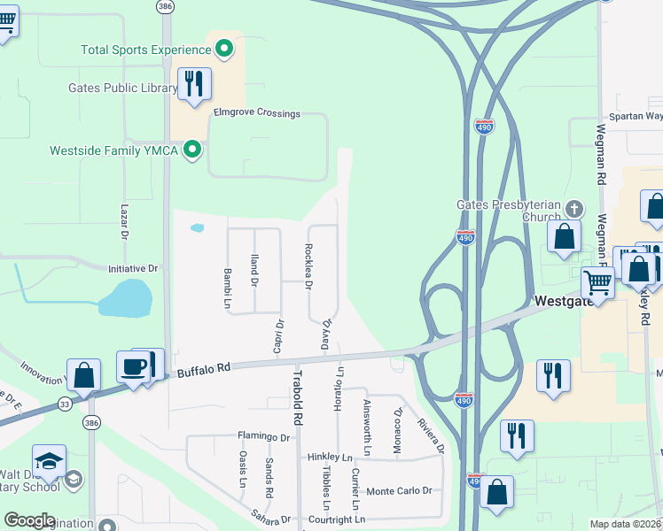 map of restaurants, bars, coffee shops, grocery stores, and more near 29 Davy Drive in Rochester