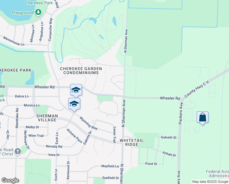 map of restaurants, bars, coffee shops, grocery stores, and more near 1630 Wheeler Road in Madison