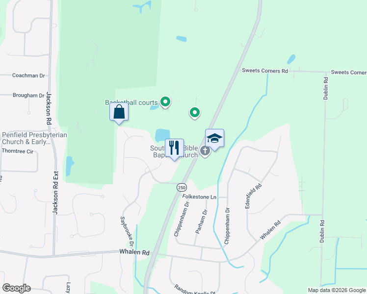 map of restaurants, bars, coffee shops, grocery stores, and more near 1885 Fairport Nine Mile Point Road in Penfield