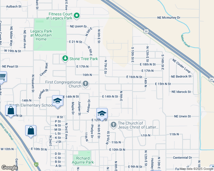 map of restaurants, bars, coffee shops, grocery stores, and more near 1476 En Casa Villa Drive in Mountain Home