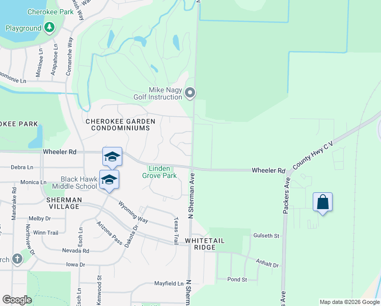 map of restaurants, bars, coffee shops, grocery stores, and more near 5001 North Sherman Avenue in Madison