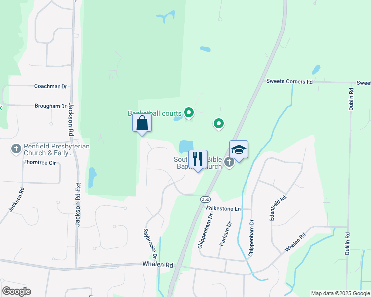 map of restaurants, bars, coffee shops, grocery stores, and more near 1889 Fairport Nine Mile Point Road in Monroe County