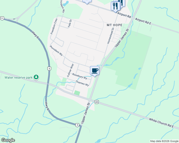 map of restaurants, bars, coffee shops, grocery stores, and more near 16 Midanbury Way in Hamilton