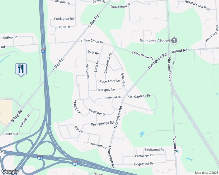 map of restaurants, bars, coffee shops, grocery stores, and more near 6055 Marigold Lane in Cicero
