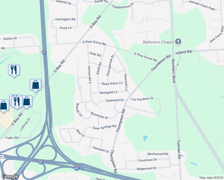 map of restaurants, bars, coffee shops, grocery stores, and more near 6055 Marigold Lane in Cicero