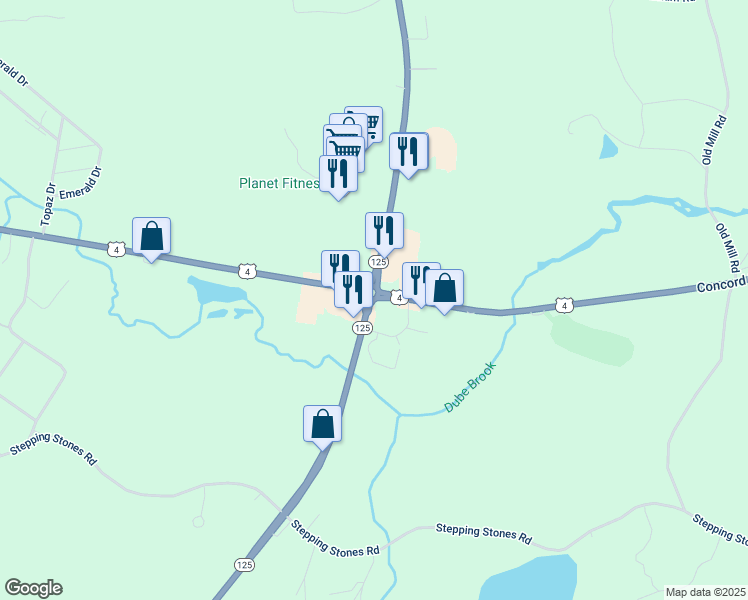 map of restaurants, bars, coffee shops, grocery stores, and more near Lee Traffic Circle in Lee