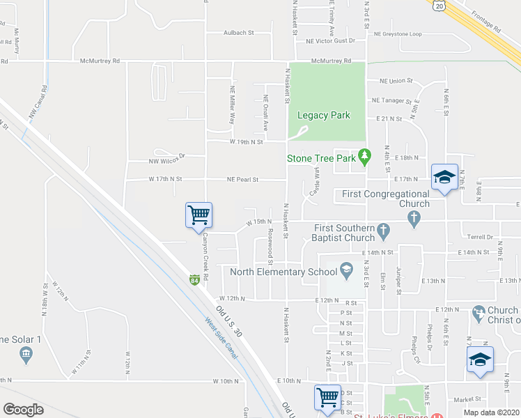 map of restaurants, bars, coffee shops, grocery stores, and more near 1550 Magnolia Street in Mountain Home