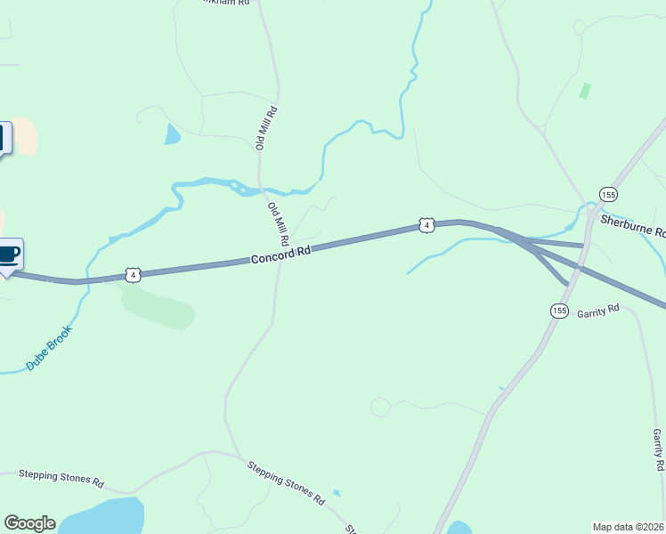 map of restaurants, bars, coffee shops, grocery stores, and more near 134 Concord Road in Lee