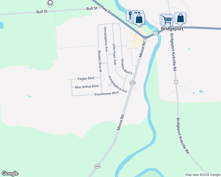 map of restaurants, bars, coffee shops, grocery stores, and more near 7922 Galileo Circle in Bridgeport